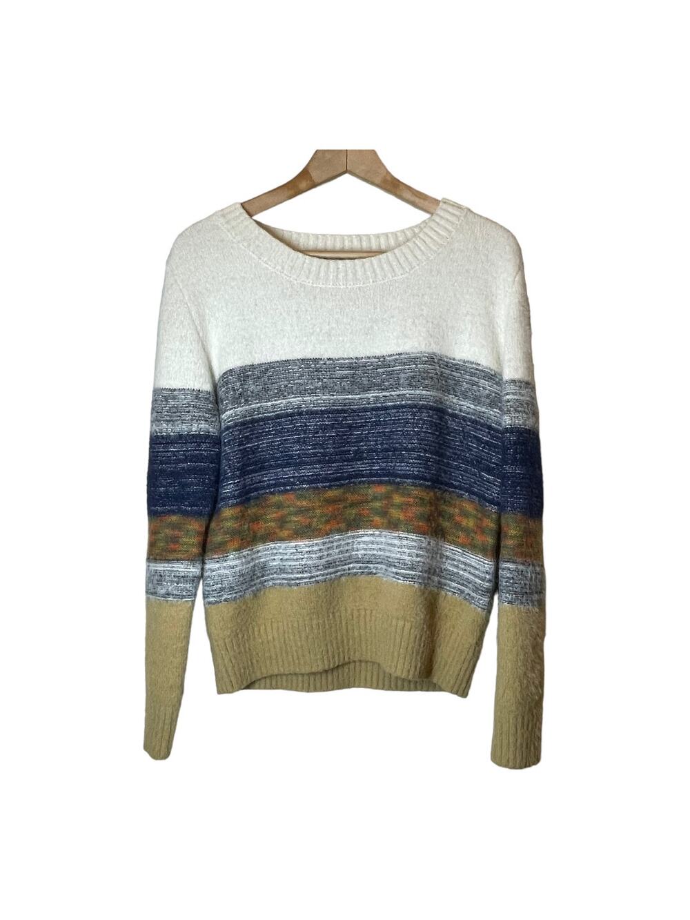 Fate Formosa Color Block Striped Sweater Small Womens Neutral Preppy Boho
